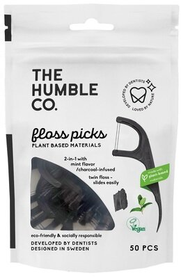 Зубна нитка-флос Humble на гострій ніжці, колір чорний, 50 штук