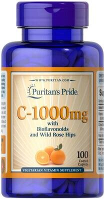 Вітамін С 1000 Puritan's Pride Vitamin C 1000 mg with Bioflavonoids and Rose Hips, 100 каплет