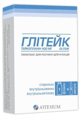 Глітейк ліофілізат для р-ну д/ін. по 400 мг №1 у флак. з р-ком
