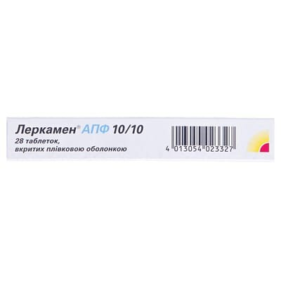 Леркамен АПФ 10/10 таблетки, в/плів. обол. №28 (14х2)