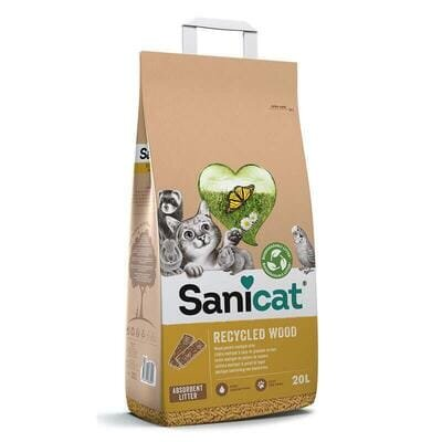 Наповнювач Sanicat Recycled Wood деревинний, для котячого туалету, кліток гризунів і птахів, 10 кг (20 л)