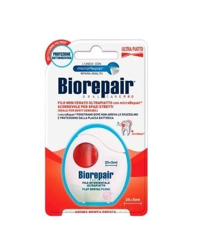 Зубна нитка-флос Biorepair Позбавлення від чутливості з гідроксиапатитом і цинком, 30 м