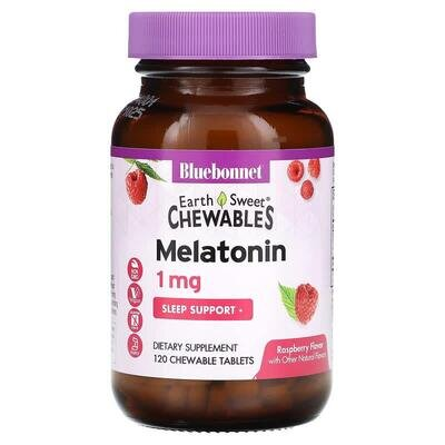 Мелатонін 1 мг Bluebonnet Nutrition Earth Sweet Chewables, смак малина, 120 жувальних таблеток