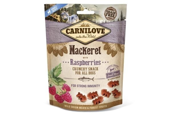 Ласощі для собак Carnilove Crunchy Snack зі скумбрією, малиною та свіжим м'ясом, 200 г