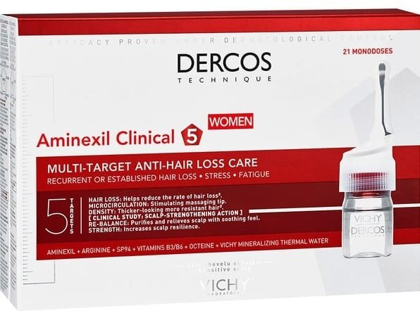 Комплексний засіб для волосся Vichy Dercos Aminexil Clinical 5 проти випадіння для жінок, 21 шт х 6 мл