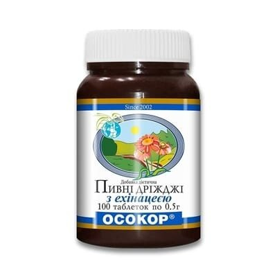 Дріжджі пивні Осокор з ехінацеєю таблетки по 0,5 г №100