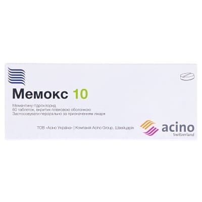 Мемокс 10 таблетки, в/плів. обол. по 10 мг №60 (10х6)