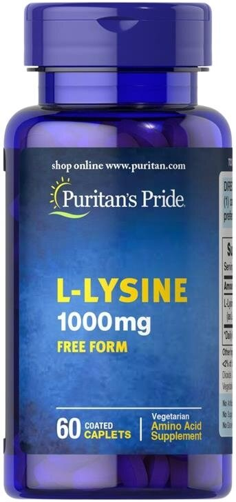 Амінокислота L-Лізин Puritan's Pride L-Lysine 1000 мг, 60 каплет
