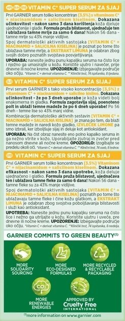 Сироватка для обличчя Garnier Skin Naturals з вітаміном С для зменшення видимості пігментних плям, вирівнювання тону та сяяння шкіри, 30 мл