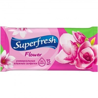 Серветки вологі Superfresh Flower, 15 шт