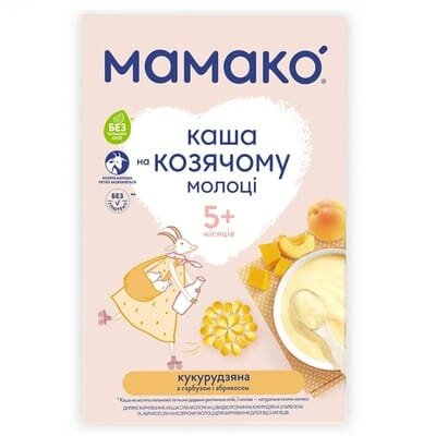 Каша молочна MAMAKO кукурудзяна з гарбузом і абрикосом на козячому молоці, з 5 місяців, 200 г