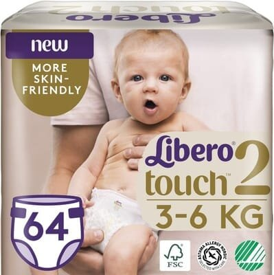 Підгузки Libero Touch розмір 2, 3-6 кг, 64 шт