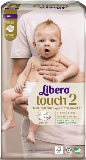 Підгузки Libero Touch розмір 2, 3-6 кг, 64 шт