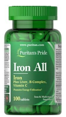 Залізо Puritan's Pride Iron All, 100 таблеток