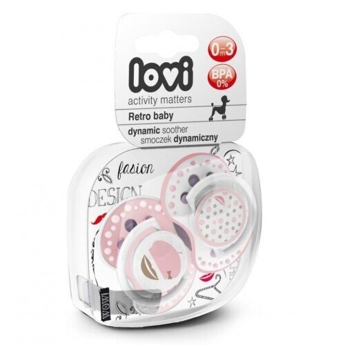 Пустушка силіконова Lovi Retro baby динамічна, 22/803girl, 0-3 місяці, 2 шт