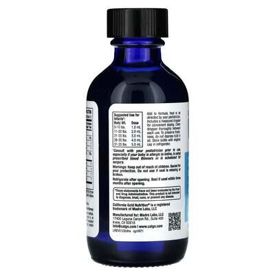 DHA для дітей омега-3 з вітаміном D3 California Gold Nutrition Baby's DHA 1050 мг, 59 мл
