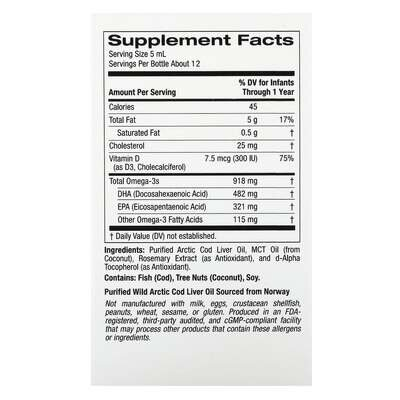 DHA для дітей омега-3 з вітаміном D3 California Gold Nutrition Baby's DHA 1050 мг, 59 мл
