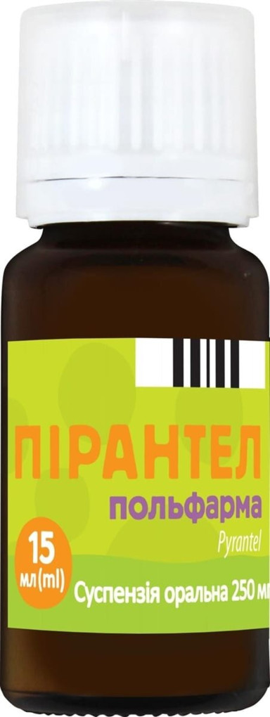 Пірантел Польфарма суспензія ор. 250 мг/5 мл по 15 мл у флак.