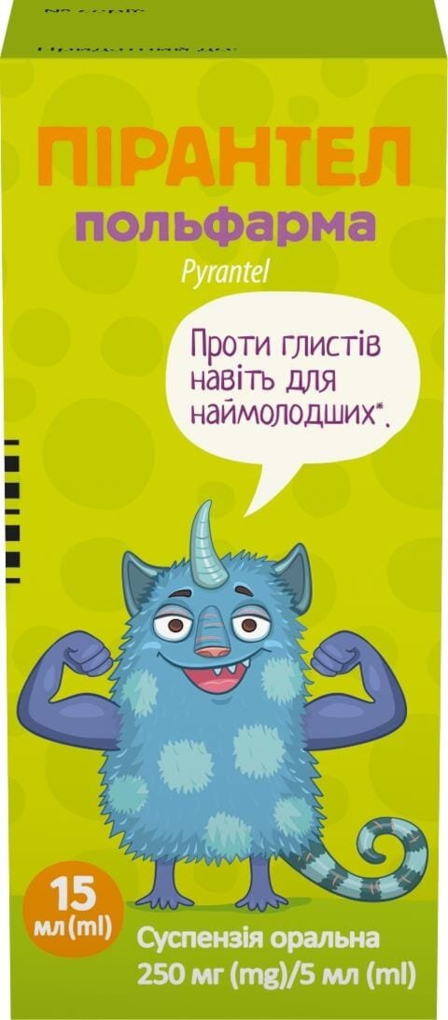 Пірантел Польфарма суспензія ор. 250 мг/5 мл по 15 мл у флак.