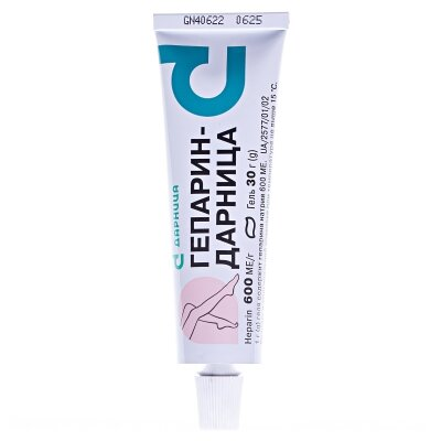 Гепарин-Дарниця гель 600 МО/г по 30 г у тубах