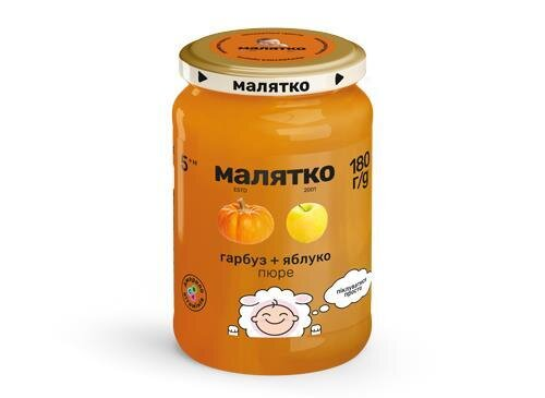 Пюре фруктово-овочеве Малятко Яблуко і гарбуз, 180 г