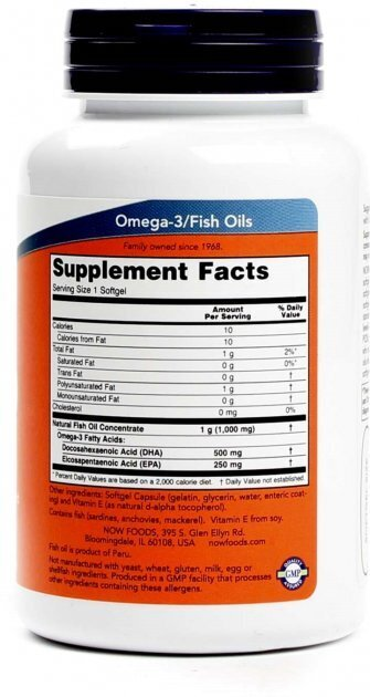 Докозагексаєнова кислота NOW DHA-500 Fish Oil м'які капсули №180