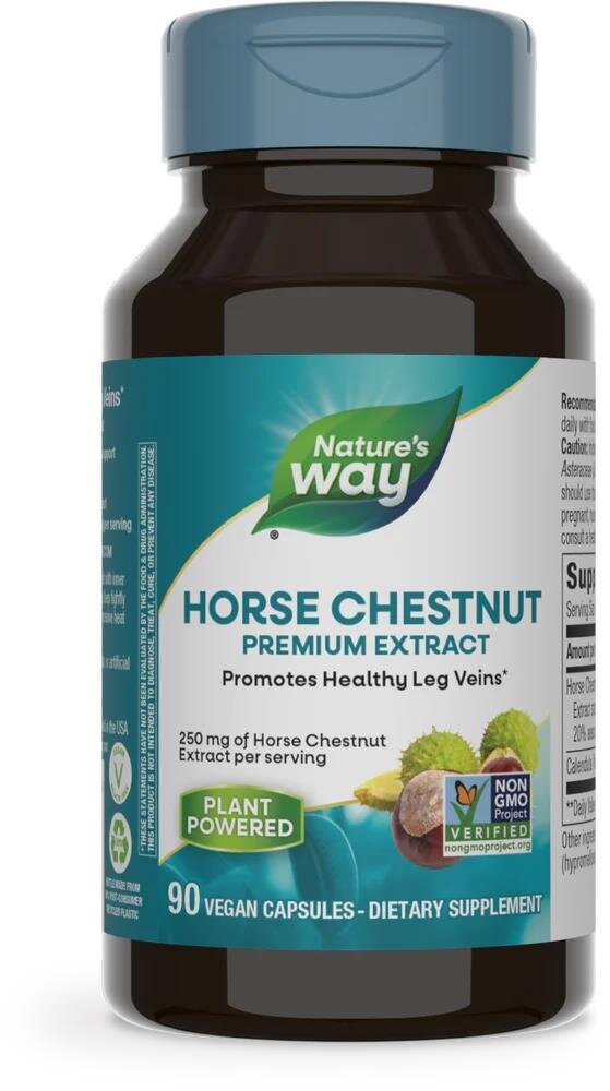 Екстракт кінського каштана Nature's Way Horse Chestnut Premium Extract 250 мг, 90 веганських капсул
