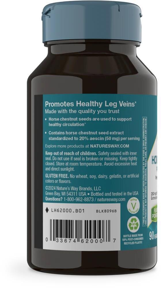 Екстракт кінського каштана Nature's Way Horse Chestnut Premium Extract 250 мг, 90 веганських капсул