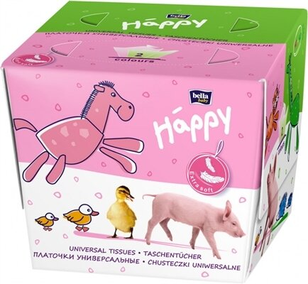 Серветки паперові унiверсальні Bella Baby Happy двошарові 2 кольори, 40+40 шт