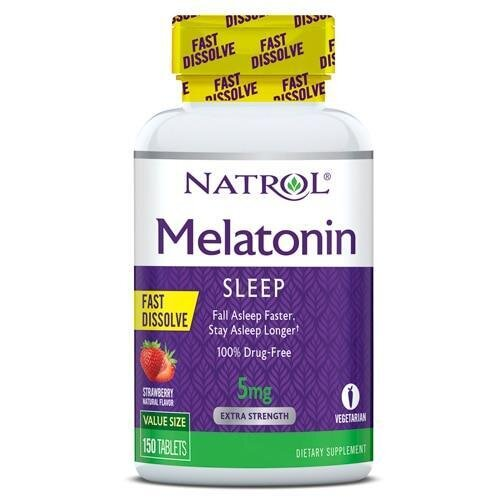 Мелатонін Natrol Melatonin Fast Dissolve 5 мг, смак полуниці, 150 таблеток