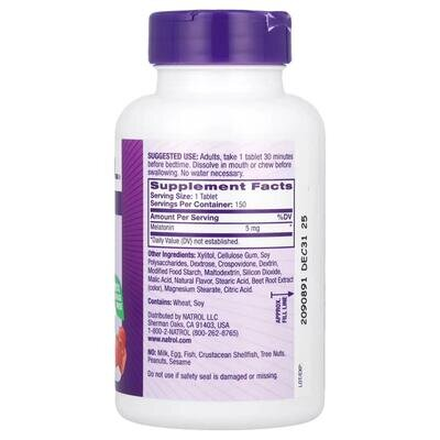 Мелатонін Natrol Melatonin Fast Dissolve 5 мг, смак полуниці, 150 таблеток