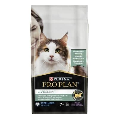 Корм сухий для стерилізованих котів старше 7 років Purina Pro Plan LiveClear для зменшення алергенів на шерсті з індичкою, 1,4 кг