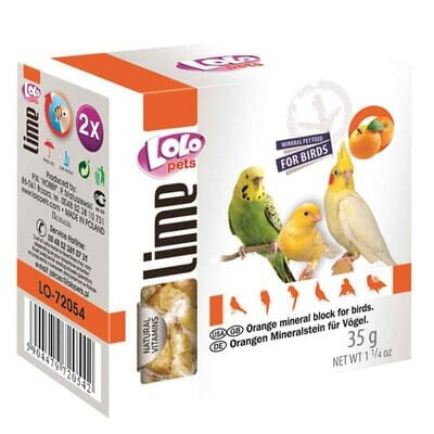 Мінеральний камінь для птахів Lolo Pets з апельсином, 35 г