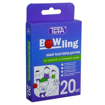 Набір пластирів Teta Bowling, на тканинній та полімерній основі, 20 штук