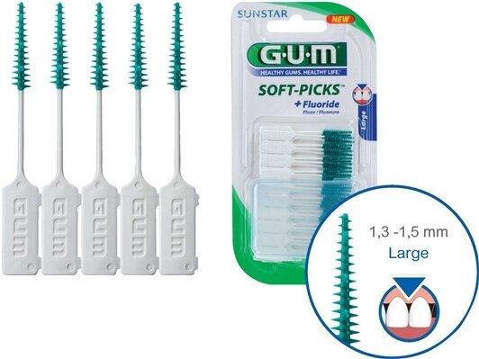 Набір інтердентальних щіток GUM Soft Picks з фторидом , великі, 40 штук