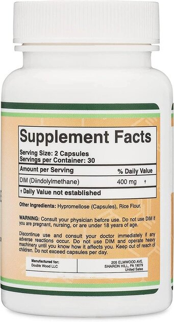 Дііндолілметан Double Wood - DIM (Diindolylmethane) 400 mg, 60 капсул