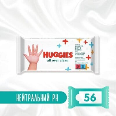 Серветки вологі Huggies All Over Clean дитячі, 56 шт