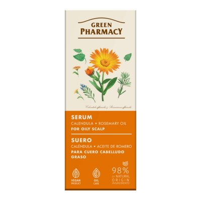 Сироватка для волосся Green Pharmacy Календула та розмаринова олія для жирної шкіри голови, 100 мл