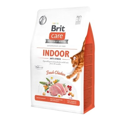 Корм сухий для кішок живуть в приміщенні Brit Care Cat GF Indoor Anti-stress з куркою, 0.4 кг