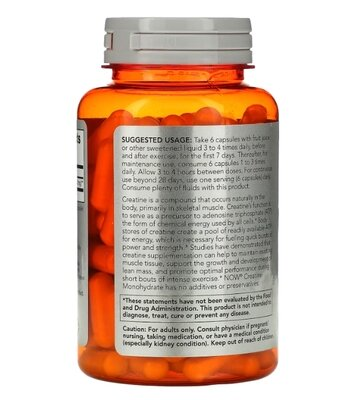 Креатин моногідрат NOW Sports Creatine Monohydrate 750 мг вег. капсули №120