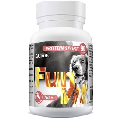 Вітаміни для собак FunVit PROTEIN SPORT Баланс зі смаком яловичини, 90 штук