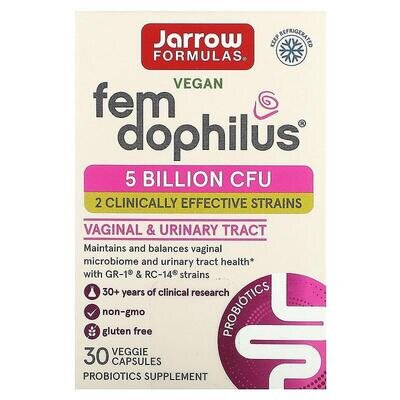Пробіотики для жінок Jarrow Formulas Women's Fem Dophilus 5 млрд КУО, 30 капсул