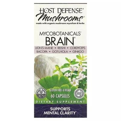 Грибний комплекс для здоров'я мозку Fungi Perfecti MycoBotanicals Brain, 60 капсул