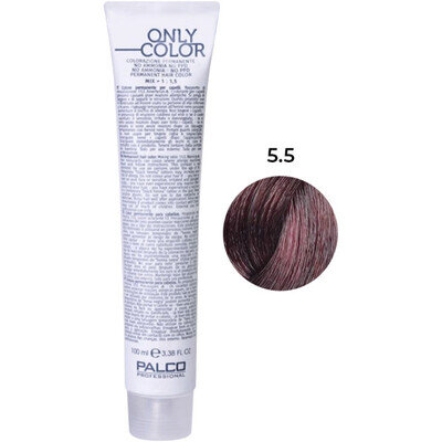 Крем-фарба для волосся Palco Professional Only Color безаміачна № 5.5 світло-коричневий махагон, 100 мл