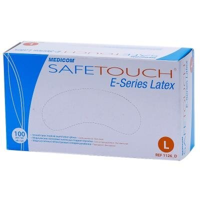 Рукавички оглядові Medicom Safe-Touch E-Series латексні припудрені, розмір L, нестерильні, 1 пара