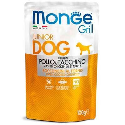 Корм вологий Monge Grill Junior Dog з куркою та індичкою для цуценят, 100 г