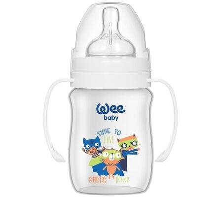 Пляшечка для годування Wee Baby Classic Plus PP з широкою шийкою з ручками, силіконова соска №1, 150 мл
