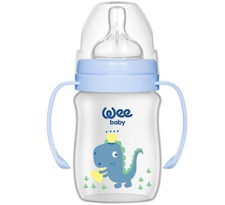 Пляшечка для годування Wee Baby Classic Plus PP з широкою шийкою з ручками, силіконова соска №1, 150 мл