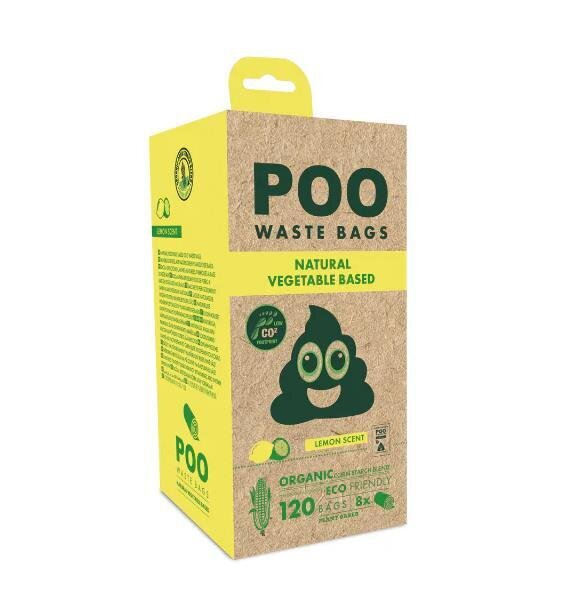 Пакети M-Pets POO Dog Waste Bags Lemon для прибирання за тваринами з ароматом лимона, 120 штук