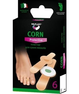 Пластир мозольний Milplast CORN Protective для сухих мозолів з саліцилової кислотою, 6 штук
